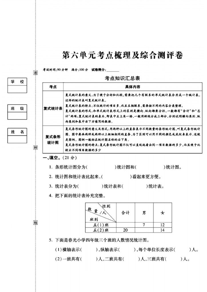 苏教版五年级数学上册第六单元试卷-可达学习资料