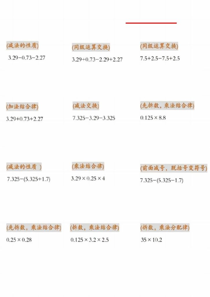 《五年级上册数学——简便运算汇总》五年级上册   数学-可达学习资料