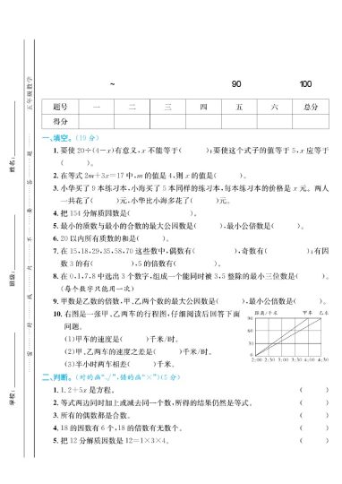 【期中考试检测名卷】五下数学 苏教版-可达学习资料