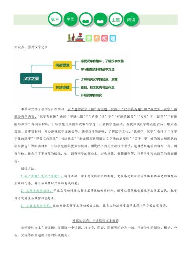 【主题阅读理解】第三单元（知识梳理+精选阅读）-五年级语文下册（部编版）-可达学习资料