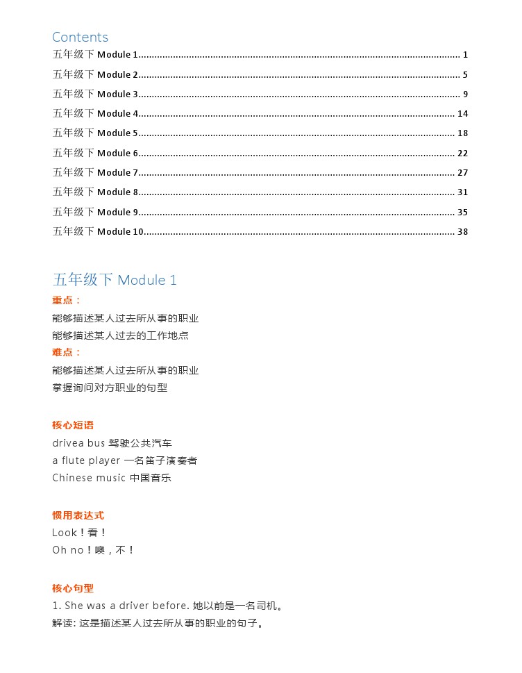 外研1起点5年级下知识点-可达学习资料