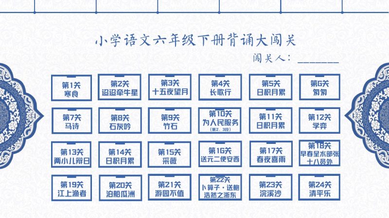 【喵千千】语文六年级背诵大闯关+预习建议-可达学习资料