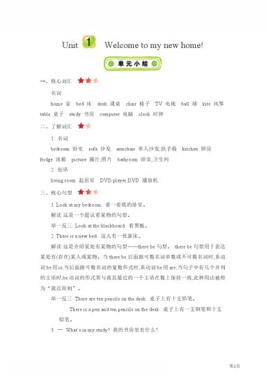 【人教精通版英语单元要点汇总】四下英语-可达学习资料