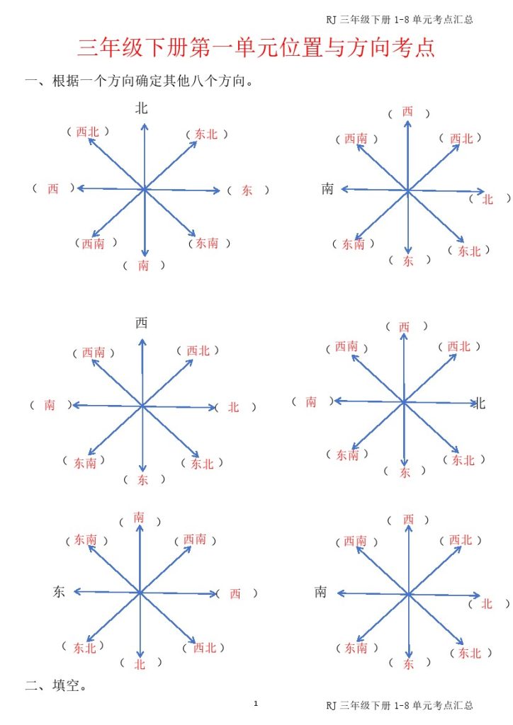 【1-8单元考点汇总-答案】三下数学-可达学习资料