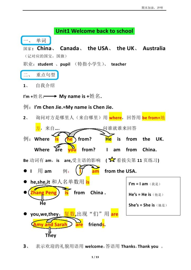 【期末单元语法知识点综合整理复习】三下英语 人教PEP版-可达学习资料