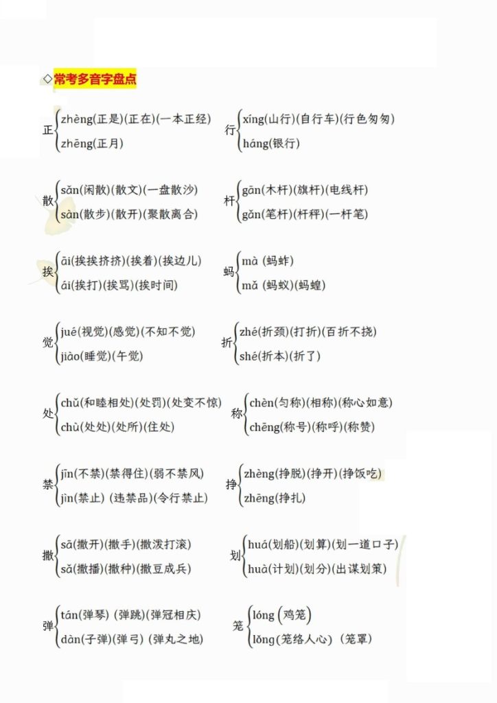 【期中复习必考知识点（易错字、词、多音字）】三下语文-可达学习资料