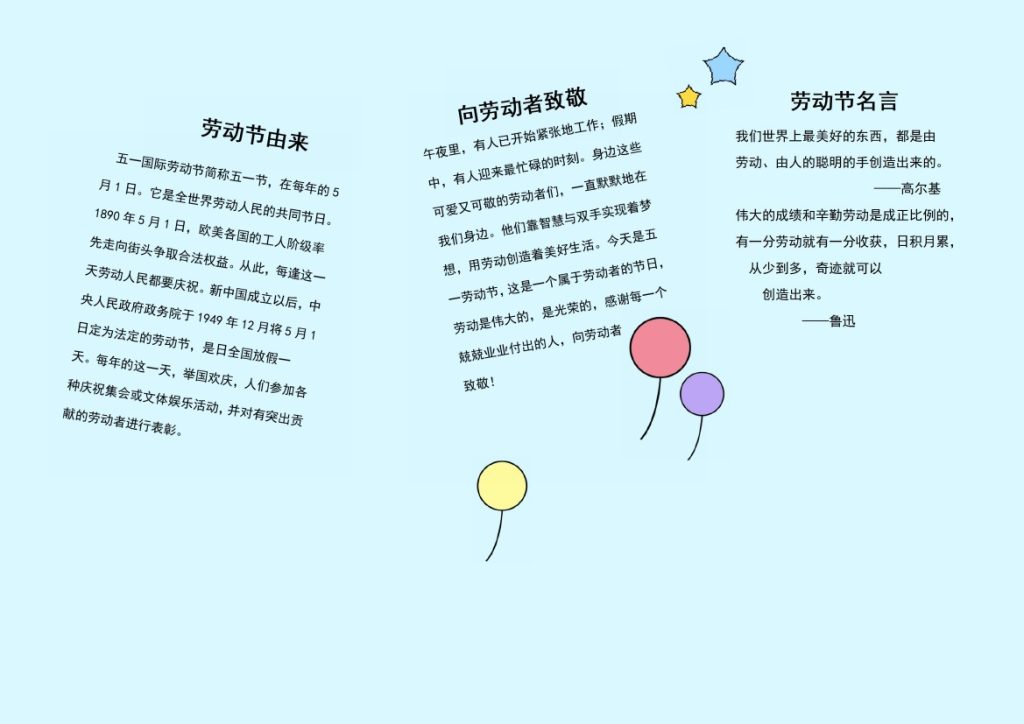 我爱劳动劳动节手抄报电子小报（附线稿）-可达学习资料