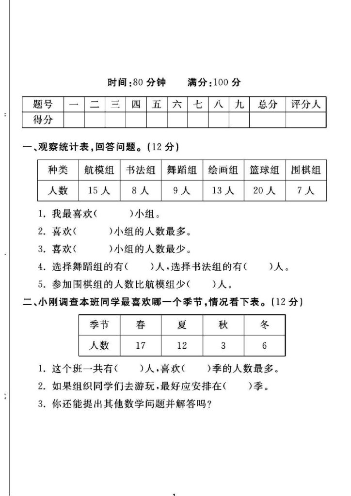 人教版二年级下册数学第一单元测试卷A-可达学习资料