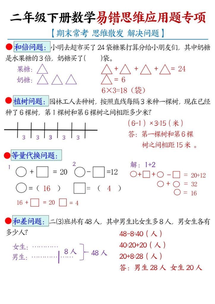 【期末常考30道母题-答案】二下数学-可达学习资料