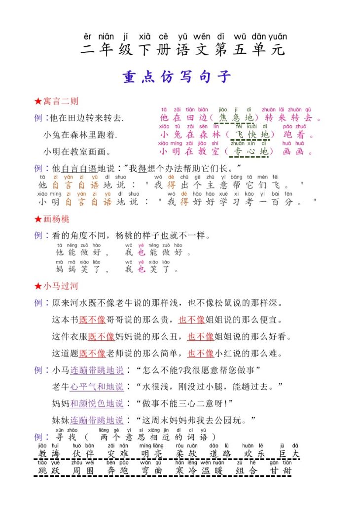 第五单元仿写句子-可达学习资料