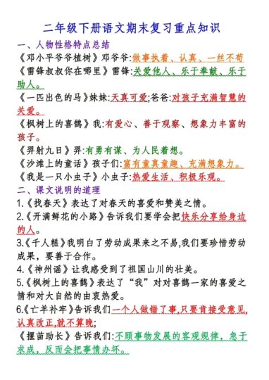 【重点复习知识点】二下期末复习-可达学习资料