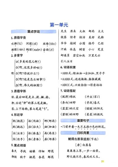 二年级下册语文1-8单元必背知识点  20-可达学习资料