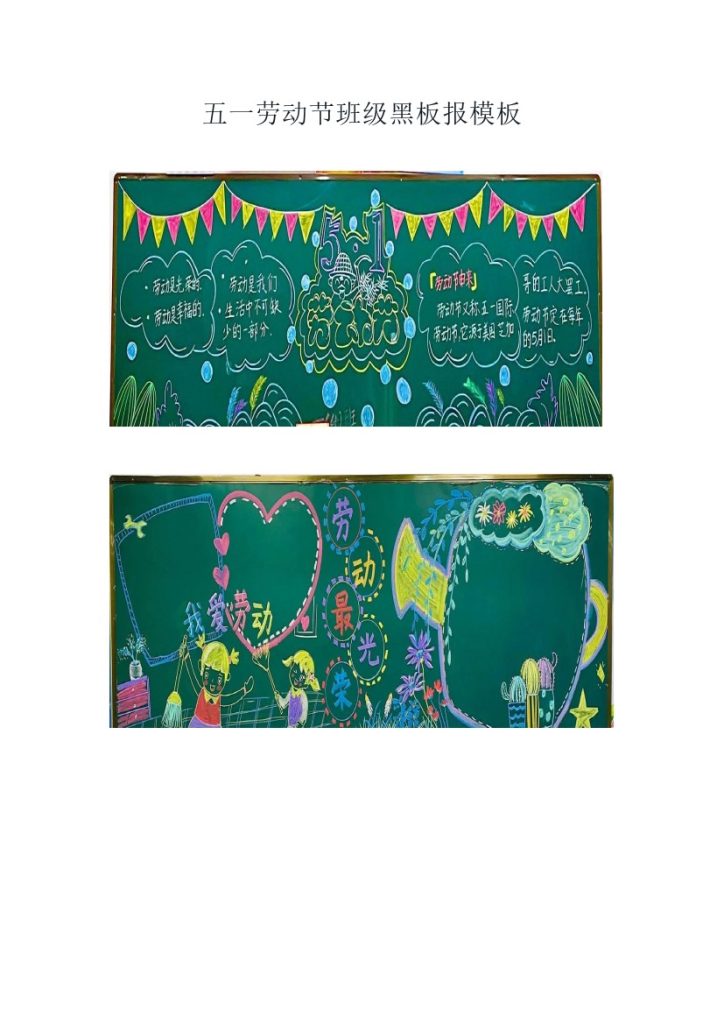 五一劳动节班级黑板报模板-可达学习资料