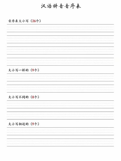 【汉语拼音音序表】一下语文-可达学习资料