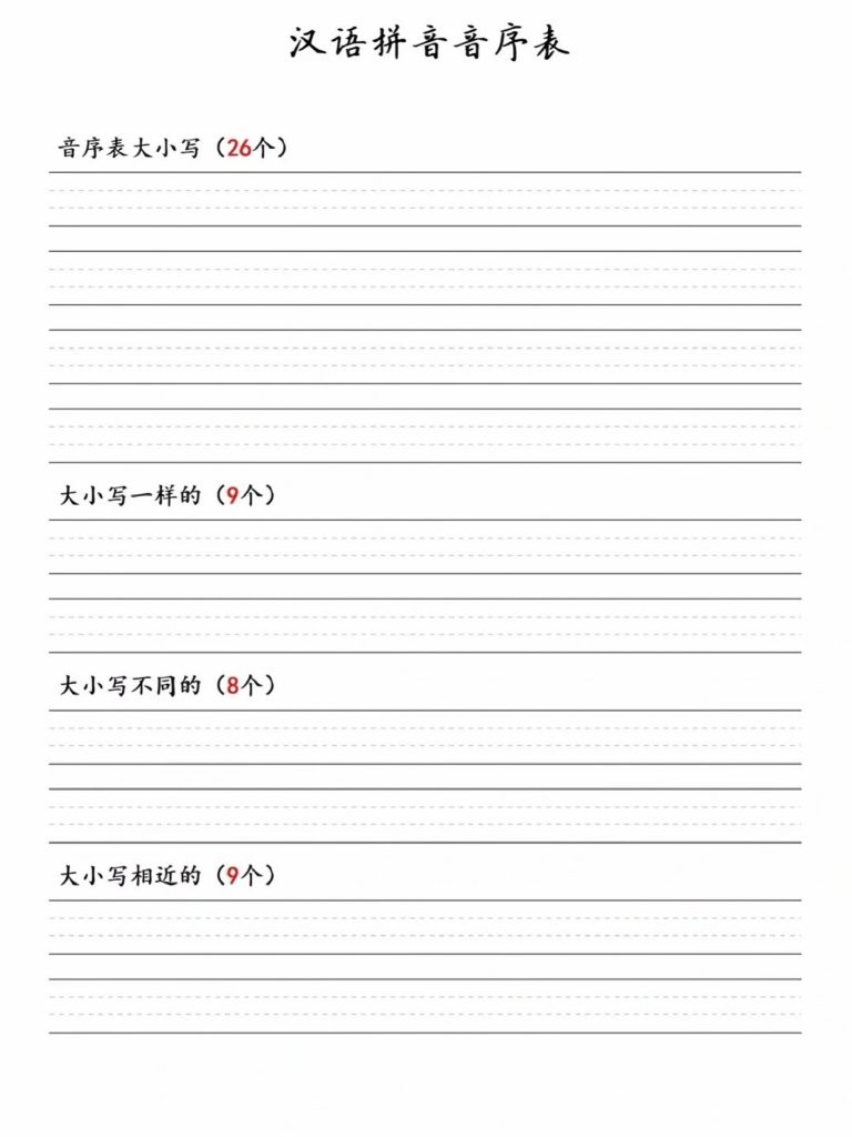 【汉语拼音音序表】一下语文-可达学习资料