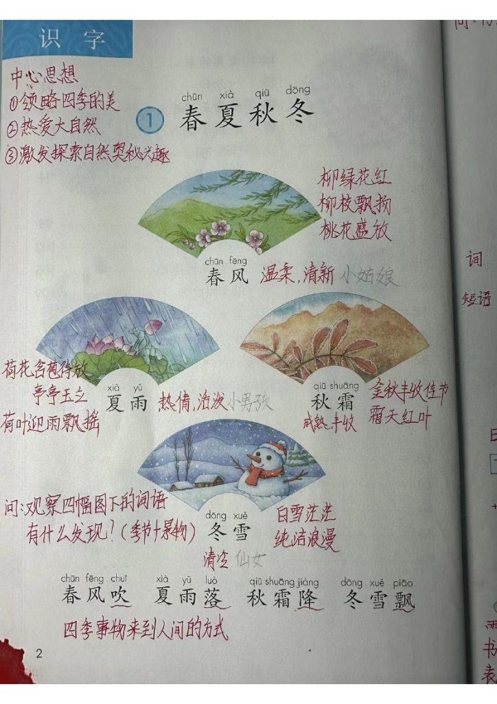 【一年级下册语文最新版课堂手写笔记】-可达学习资料