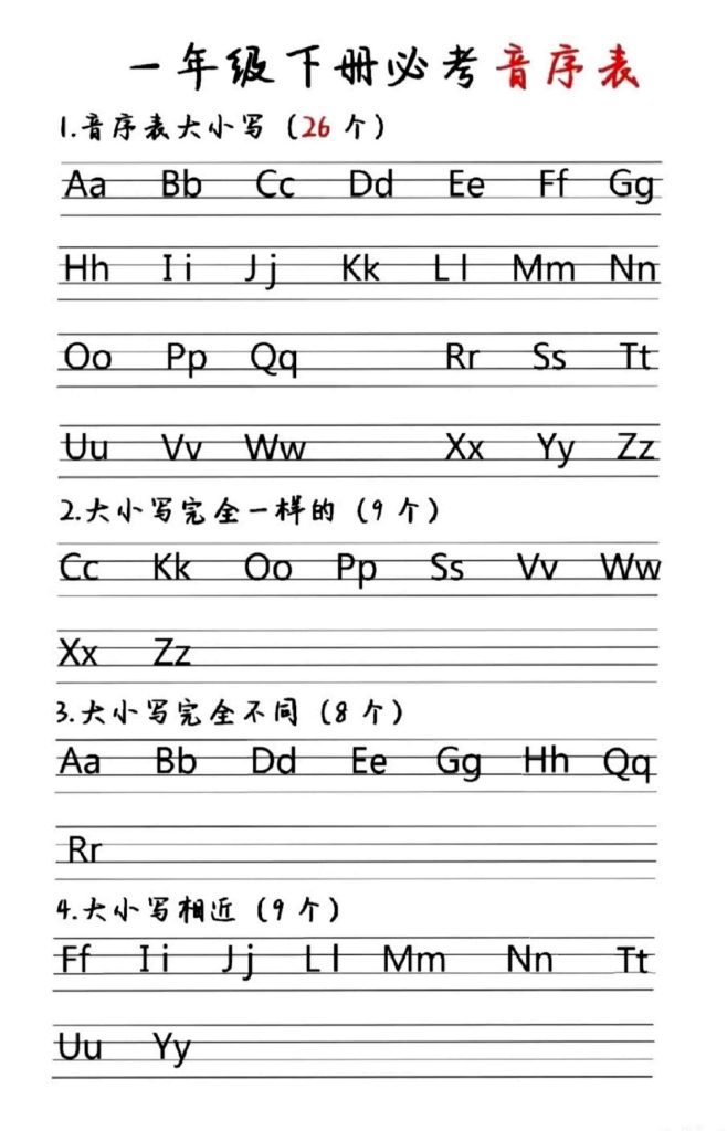 【音序表】一下语文-可达学习资料