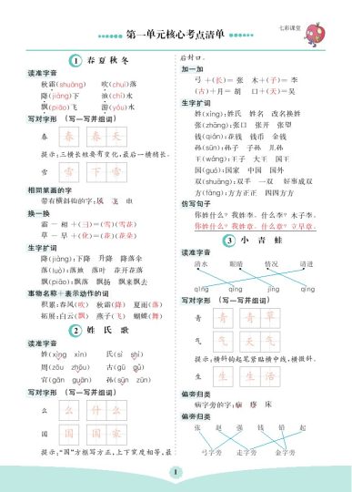 一年级下册语文核心考点-可达学习资料