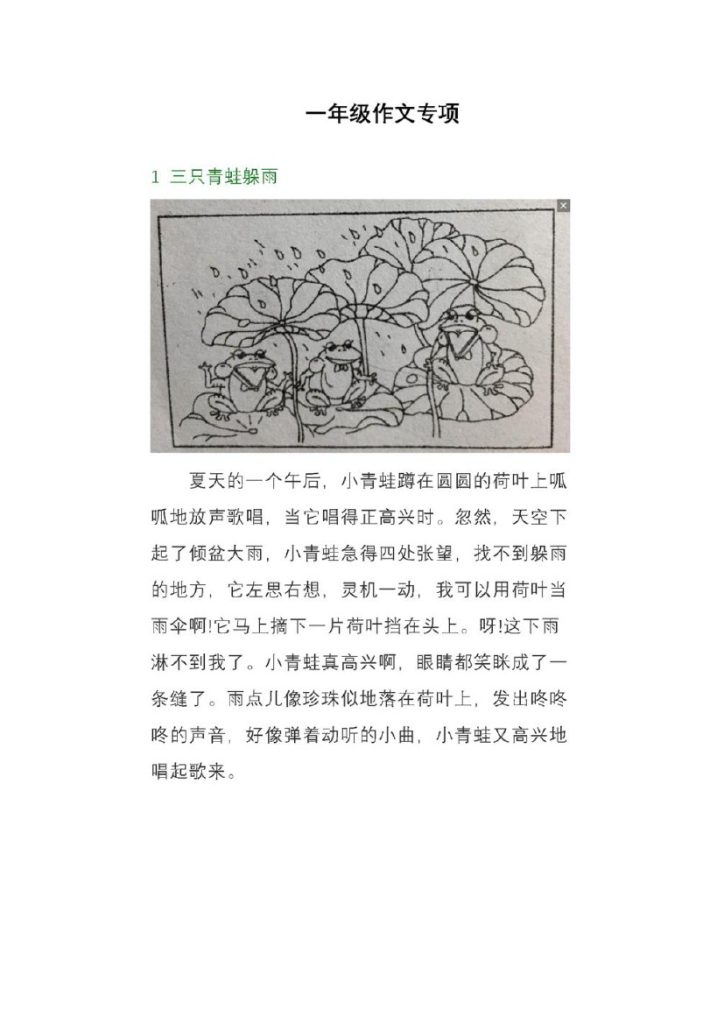 一（下）语文：作文专项练习(含范文)-可达学习资料