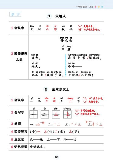 状元语文笔记（背记清单）1上（24秋新教材）-可达学习资料
