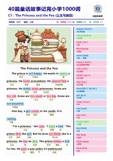 40篇童话故事记完小学1000核心词汇-可达学习资料