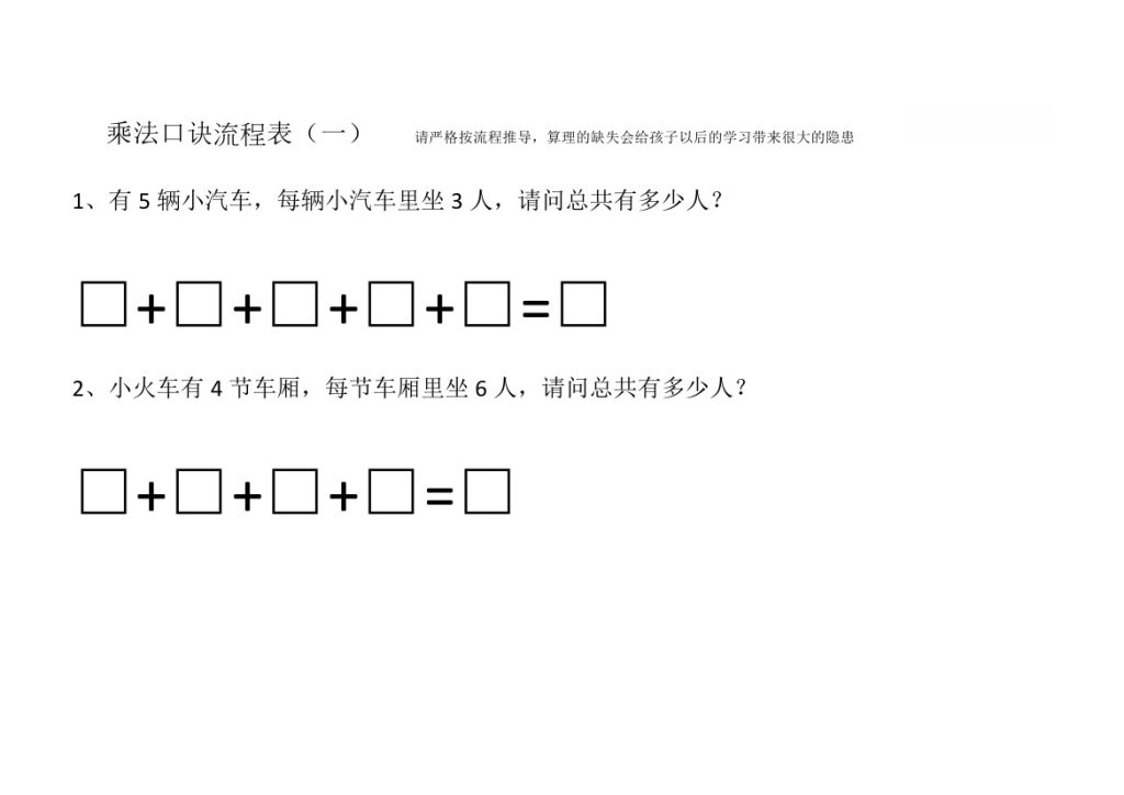 二（上）数学–乘法启蒙2-乘法口诀流程表-可达学习资料