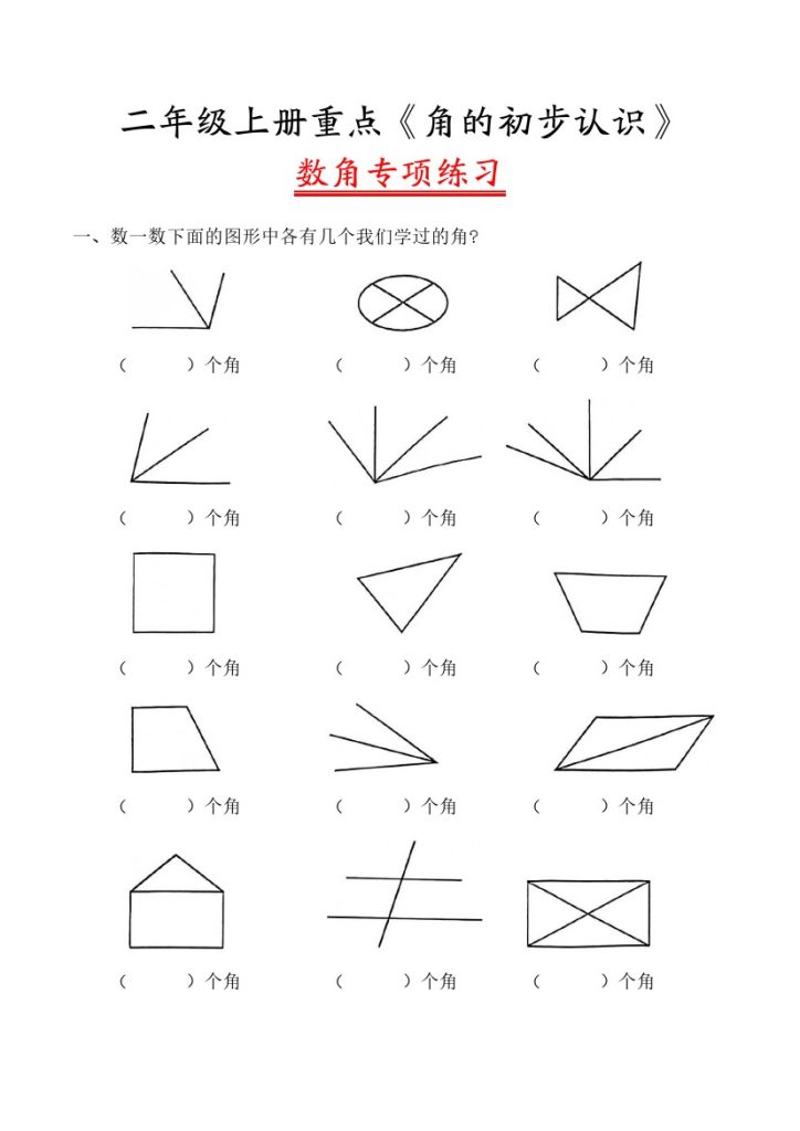 二（上）数学重点《数角专项》练习-可达学习资料
