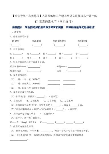 17 难忘的泼水节-人教部编版（含答案）-可达学习资料