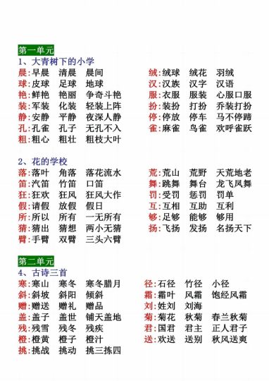 【语文全册生字扩词】三年级上册-可达学习资料