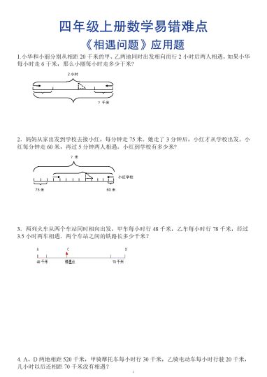 【应用题专题-相遇问题（空白档）】四上数学-可达学习资料