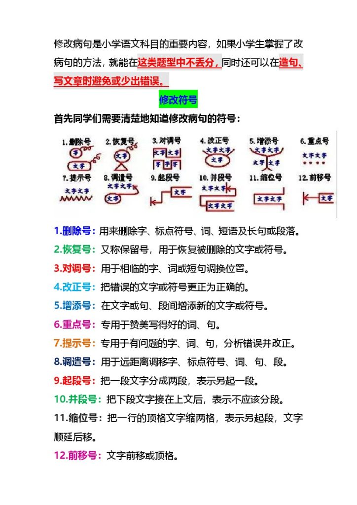 【修改病句知识点技巧】小学语文-可达学习资料