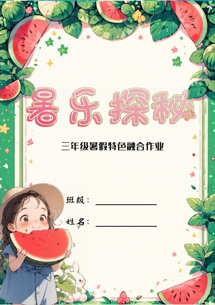 三升四年级特色暑假作业-西瓜女孩-可达学习资料