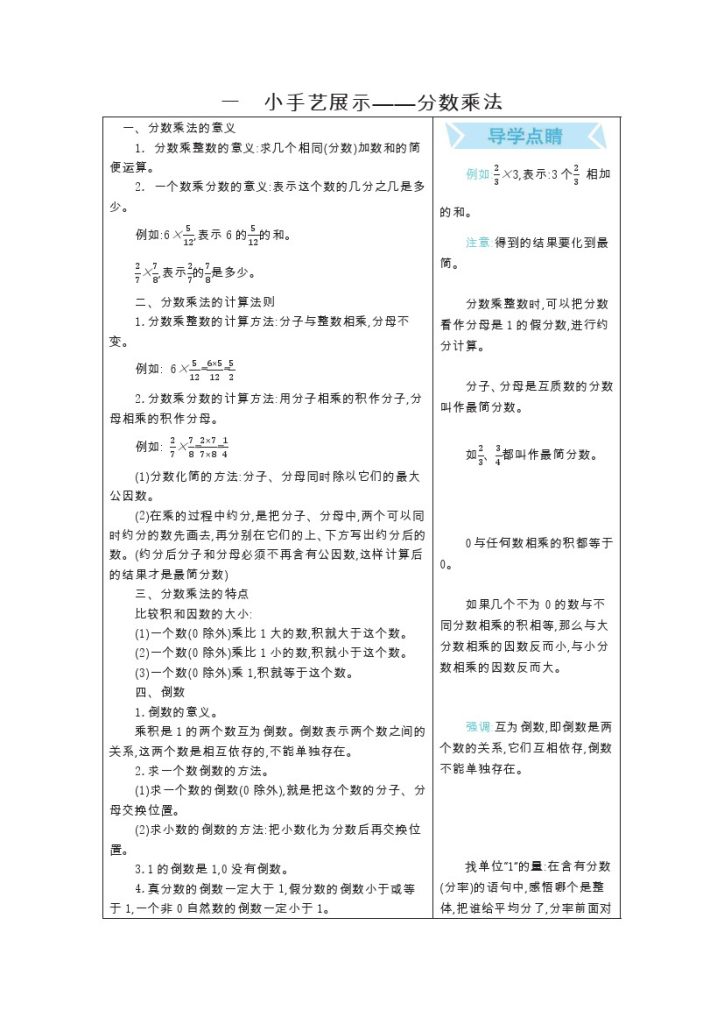 六年级上册数学青岛六三制知识要点-可达学习资料