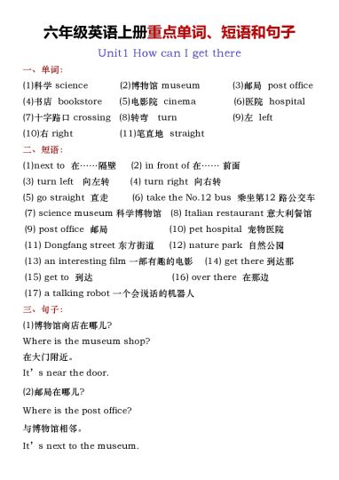 【五升六英语暑假】全册重点单词、短语和句子总结-可达学习资料