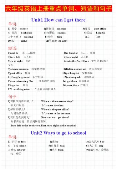 【五升六英语暑假】全册重点单词、短语和句子总结-可达学习资料