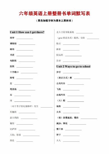 【五升六英语暑假】整册书单词默写表（人教pep版）-可达学习资料