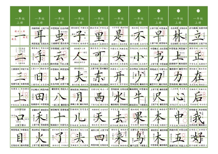一年级同步精讲字卡（共6页）-可达学习资料