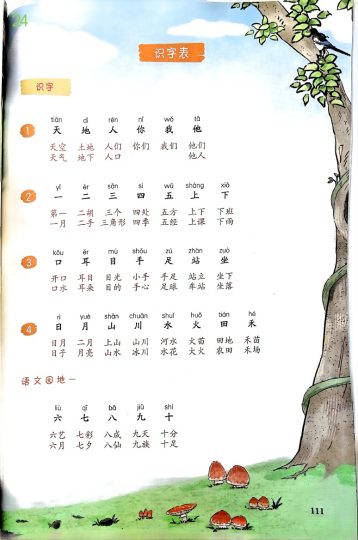 24秋一本课本预习笔记语文1年级上册-字词表(无水印)-可达学习资料