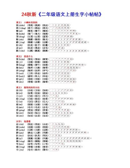 二上语文 生字组词笔顺【课课贴】-可达学习资料