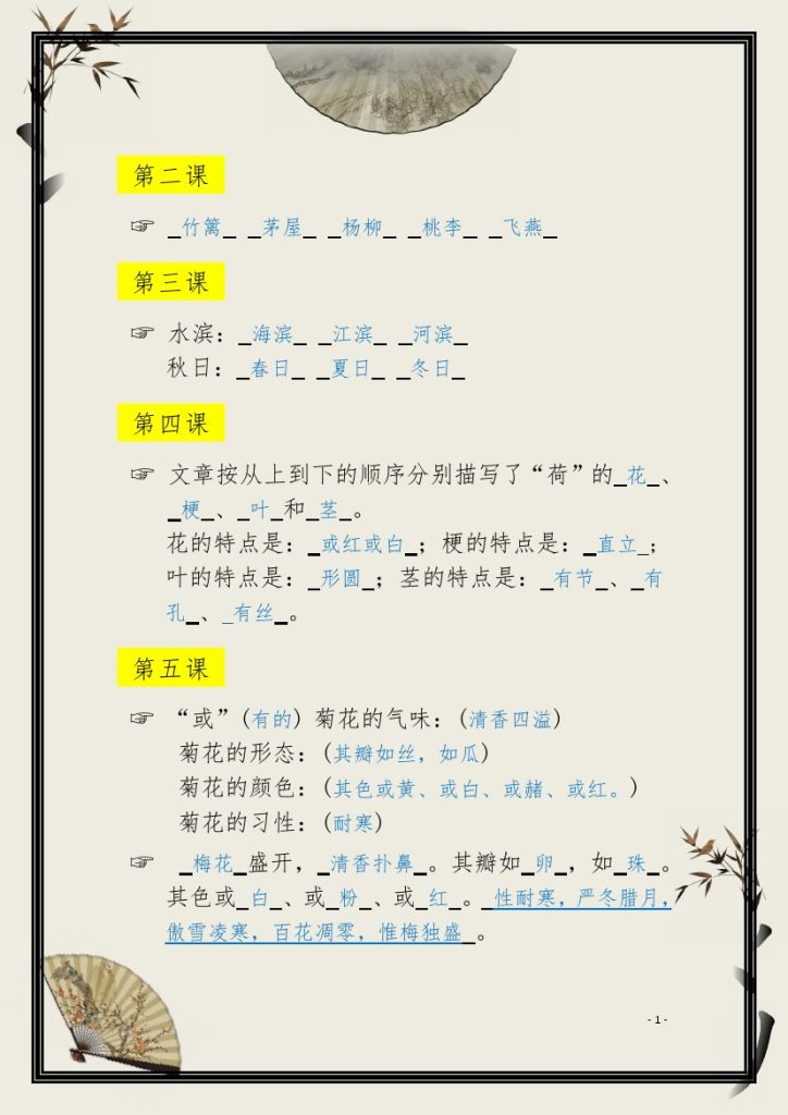 《小古文100篇》知识拓展·日积月累（上册）(答案版)(1)-可达学习资料