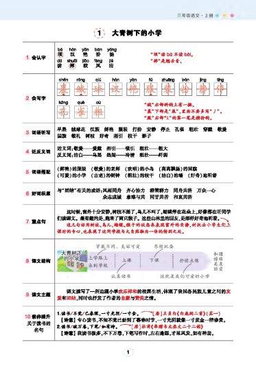 状元语文笔记（背记清单）3上（24秋最新版）-可达学习资料