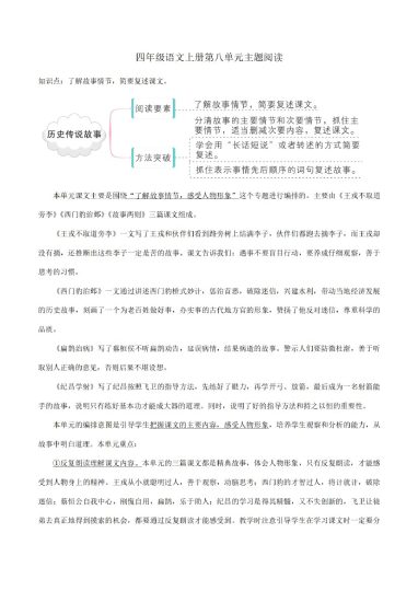 四上丨语文 第8单元-知识梳理+精选阅读（部编版）-可达学习资料