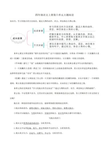 四上丨语文 第6单元-知识梳理+精选阅读（部编版）-可达学习资料