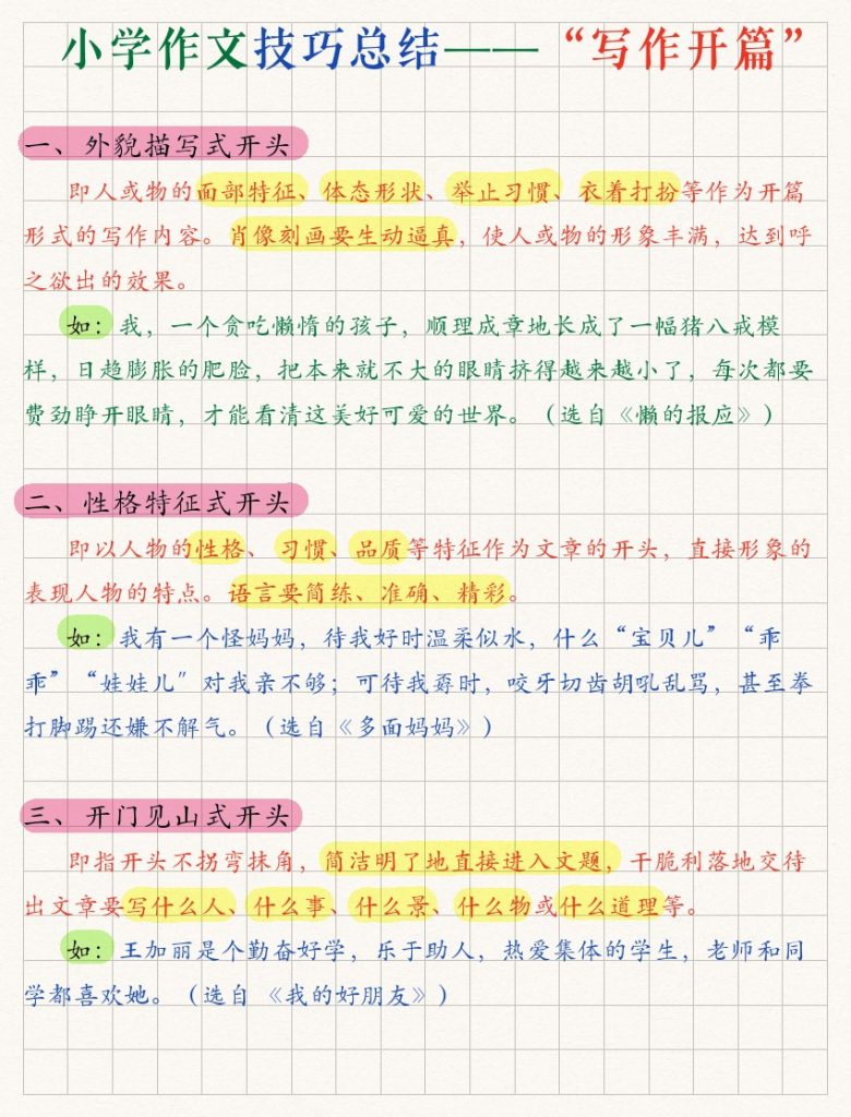 《小学作文怎么“写作开篇“》有文采？20个技巧汇总拿高分-可达学习资料