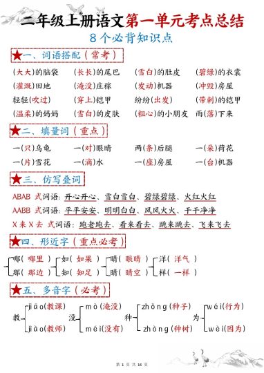 【1-8单元考点默写】二上语文答案-可达学习资料