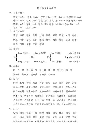 六上语文第四单元考点梳理-可达学习资料