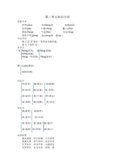 六上语文第三单元知识小结-可达学习资料