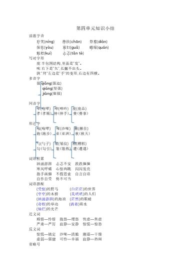 六上语文第四单元知识小结-可达学习资料