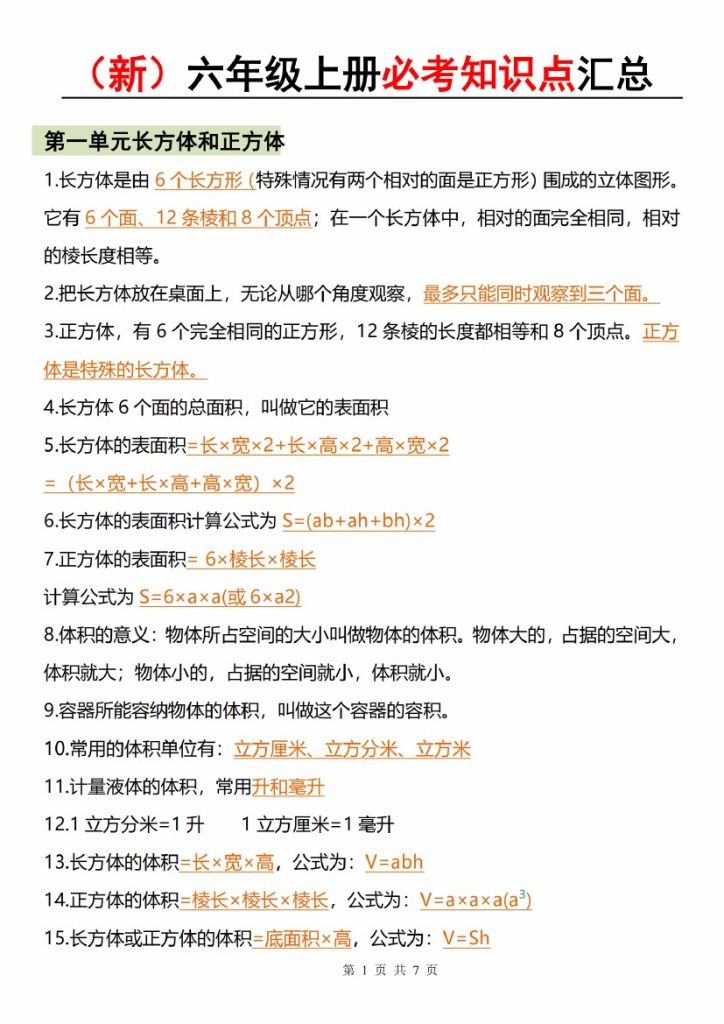 【8-20】【数学】【苏教】六年级上册必考知识点汇总-可达学习资料